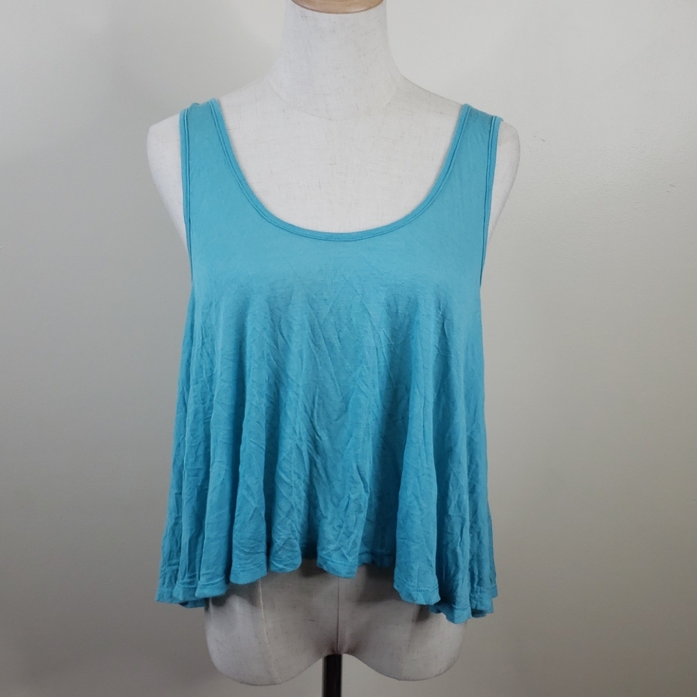 Blue Life Bare Belly Tank in Turquoise